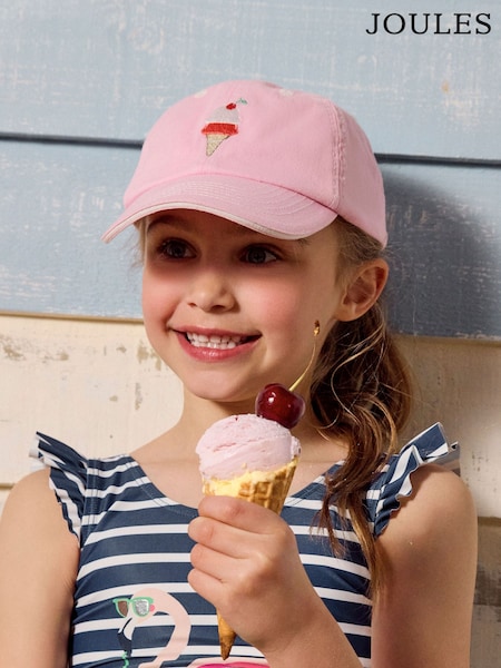 Joules Kids' Daley Pink Ice Cream Cotton Baseball Cap (E00767) | AED76
