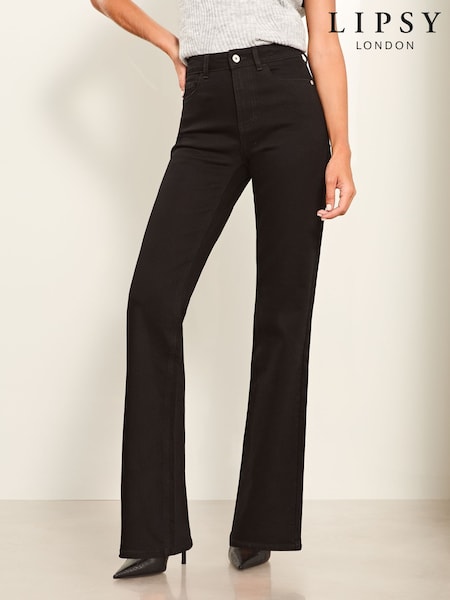 Lipsy Black High Waist Slim Flare Jeans (E00775) | kr638
