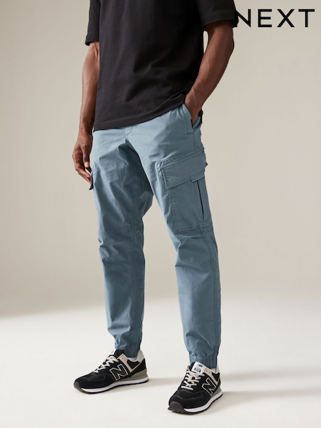 Mid Blue Grey Regular Fit Stretch Utility Cargo Trousers (E00783) | €8