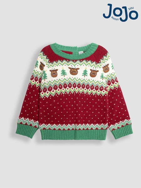 JoJo Maman Bébé Red The Gruffalo Christmas Fairisle Pattern Jumper (E00807) | €51