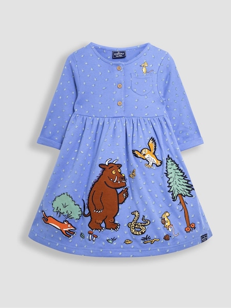 JoJo Maman Bébé Blue The Gruffalo Appliqué Button Front Dress (E00814) | €42