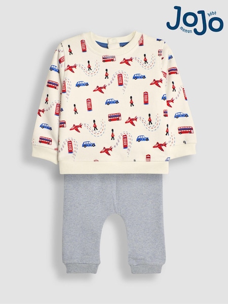 JoJo Maman Bébé Ecru Red Arrows Sweatshirt and Joggers Set (E00822) | AED172