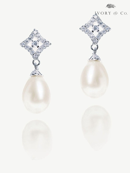 Ivory & Co Silver Tone Morocco Crystal and Pearl Earrings (E00837) | €32