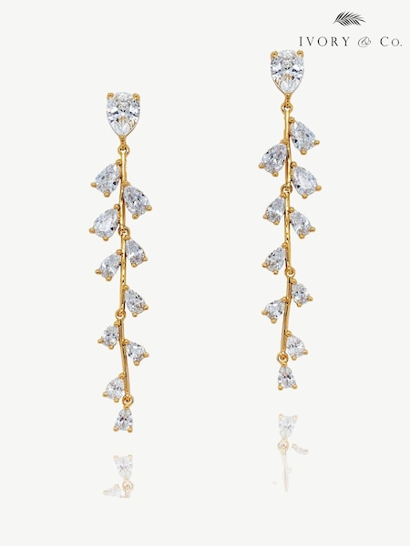Ivory & Co Gold Plated Willow Trailing Vine Earrings (E00838) | €79