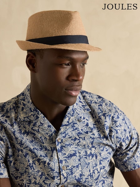 Joules Halstow Neutral Straw Trilby Hat (E00874) | €33