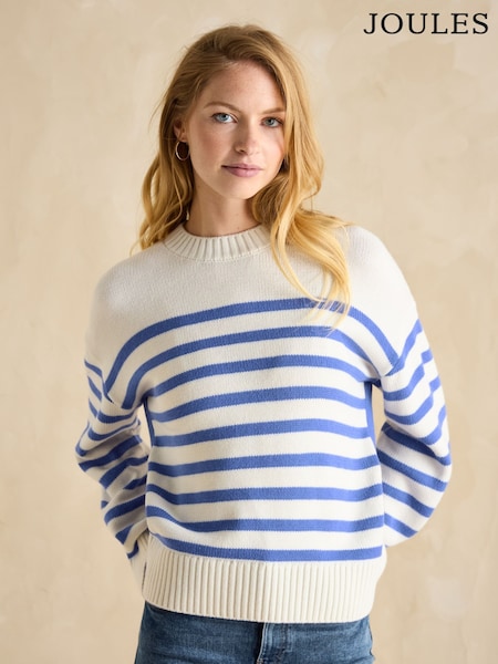Joules Blue Stripe Jumper With Side Panels (E00879) | R$ 610