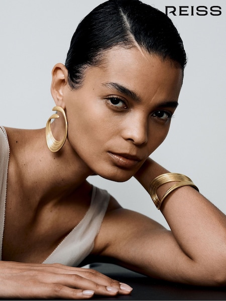 Gold Tone - Reiss Birdie Brushed Twist Loop Earrings