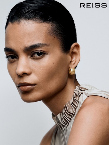 Gold Tone - Reiss Porsha Polished Hinged Huggie Earrings