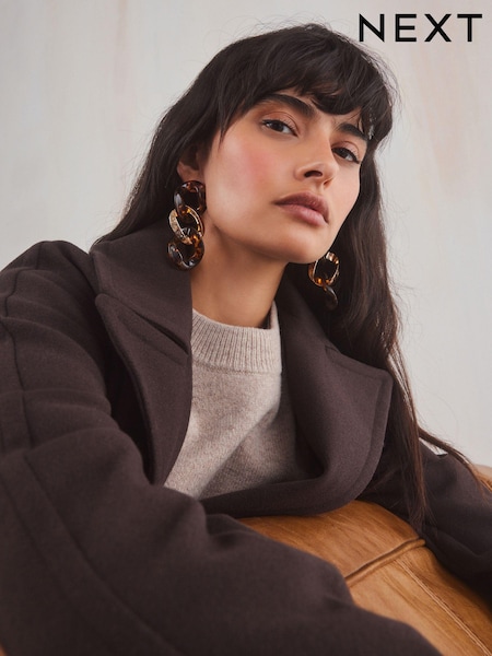 Schildpatt, Braun - Chunky Chain Earrings (E00984) | 10 €