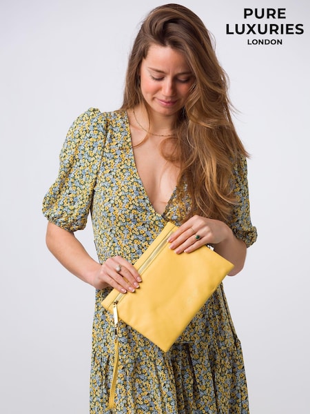 Gelb - Pure Luxuries London Chalfont Leather Clutch Bag (E01070) | 55 €