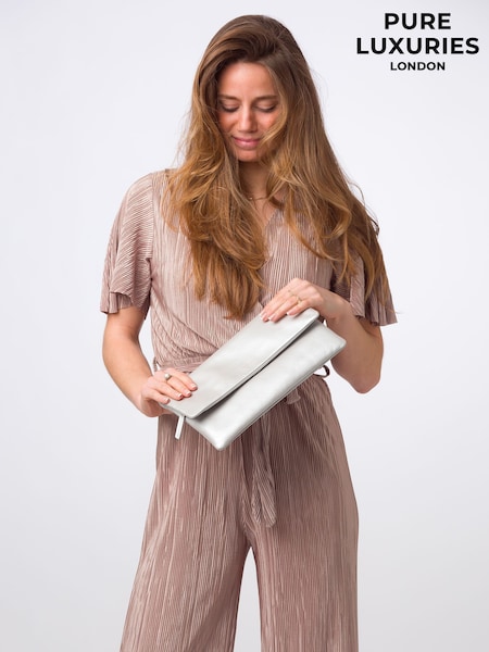 Pure Luxuries London Amelia Nappa Leather Clutch Bag (E01075) | ₪196