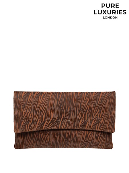 Animalprint/Braun - Pure Luxuries London Amelia Nappa Leather Clutch Bag (E01077) | 61 €