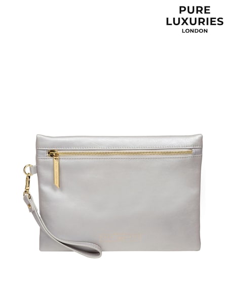 Silber - Pure Luxuries London Chalfont Leather Clutch Bag (E01079) | 55 €