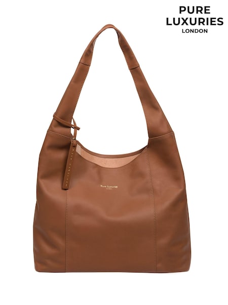 Tanfärgad rown - Pure Luxuries London Nina Leather Shoulder Bag (E01085) | kr840
