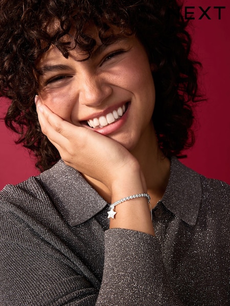 Silver Tone Star Beaded Pully Bracelet Made With Recycled Brass Zinc (E01113) | €10