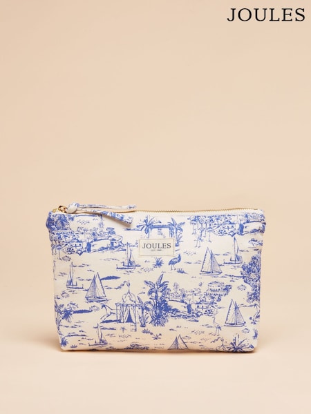 Joules Carrywell Blue & White Toile de Jouy Zip Pouch (E01147) | €26