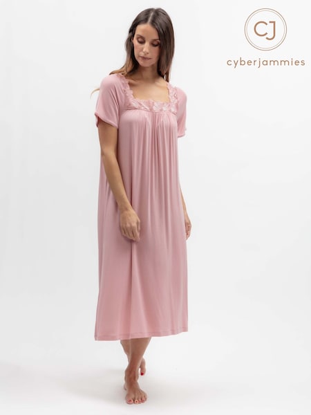 Pink - Nora Rose Jersey Square Neck Long Nightdress