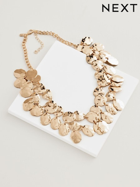 Gold Tone Molten Drop Collar Necklace Made With Recycled Zinc (E01195) | 81 QAR