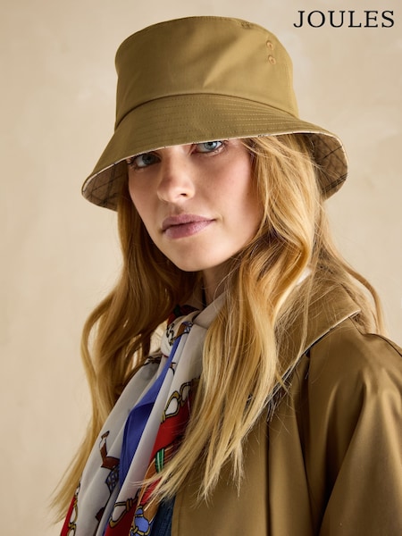 Joules Thurlow Tan Brown Adjustable Waterproof Bucket Hat (E01216) | €42