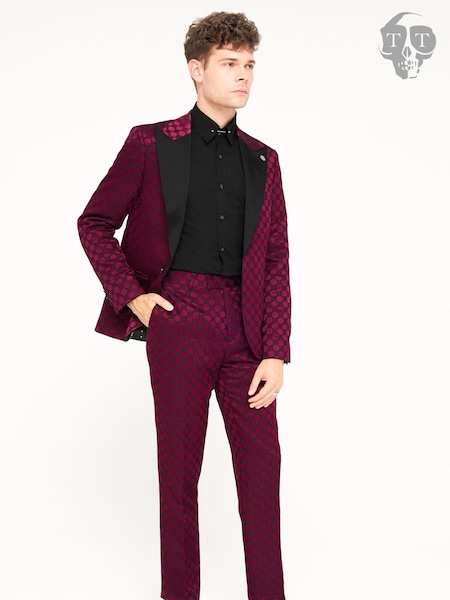 Twisted Tailor Purple Slim Fit Papatya Jacquard Jacket (E01251) | €89