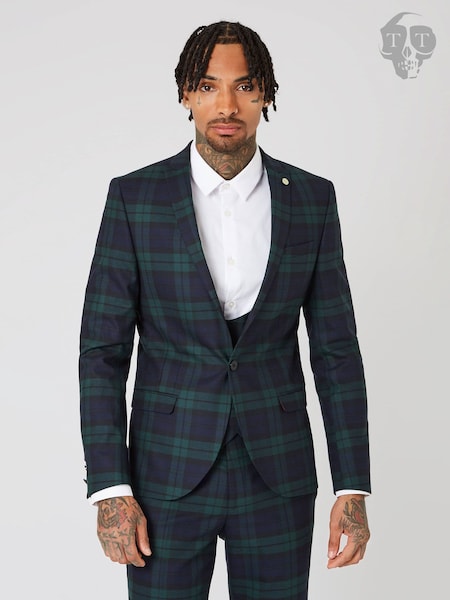 zelena - Standardni kroj - Twisted Tailor Skinny Fit Ginger Wool Tartan Jacket (E01259) | € 137