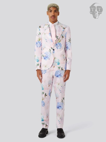 Twisted Tailor Pink Skinny Fit Pickhurst Floral Cotton Jacket (E01263) | €79