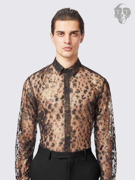 Twisted Tailor Slim Fit Bettles Printed Lace Shirt (E01265) | 232 LEI