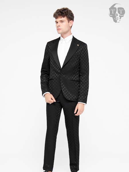 Twisted Tailor Black Slim Fit Papatya Jacquard Jacket (E01268) | €79