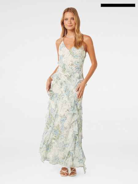 Alb - Rochie lungă Forever New Poppy Volane (E01308) | 459 LEI