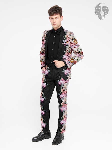 Twisted Tailor Skinny Fit Ikeda Cotton Floral Trousers (E01356) | 364 LEI
