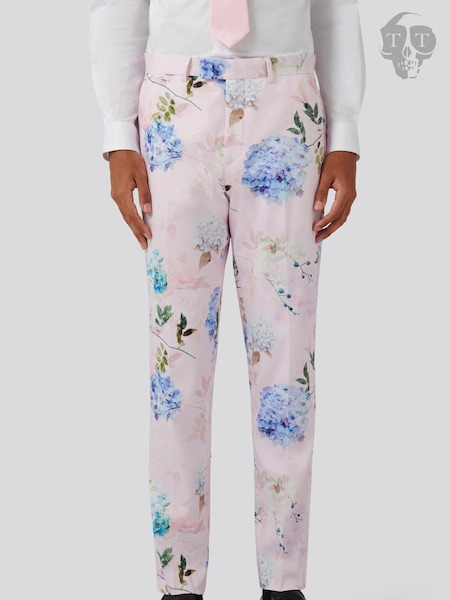 Twisted Tailor Pink Skinny Fit Pickhurst Floral Cotton Trousers (E01357) | €35