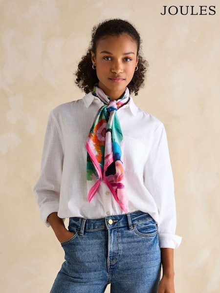 Joules Bloomfield Floral Square 100% Silk Scarf (E01398) | R$ 445