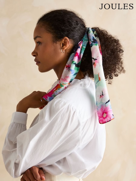 Kukallinen  - Joules Highgrove Skinny Printed 100% Silk Huivi (E01402) | €32