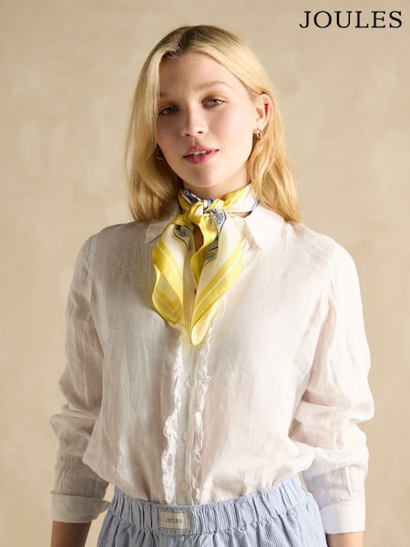 Joules Elsie Yellow/White 100% Silk Scarf (E01403) | €29.95