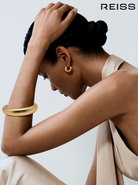 Gold Tone - Reiss Selina Smooth Curve Chain-back Bangle