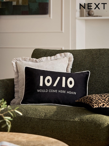 Monochrome Ten Out Of Ten Slogan Velvet Cushion (E01421) | €11.50