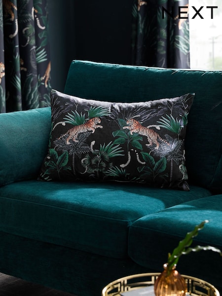 Black Tiger Velvet Cushion (E01434) | €20