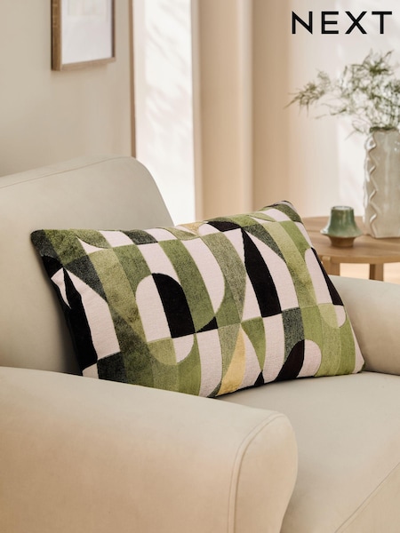 Green Jester Rectangular Velvet Cushion (E01435) | €33