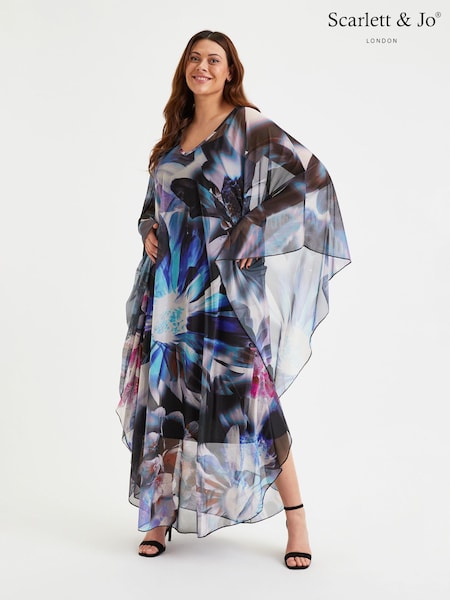 Albastru cu mai multe culori - Scarlett & Jo Maxi Kaftan (E01442) | 501 LEI