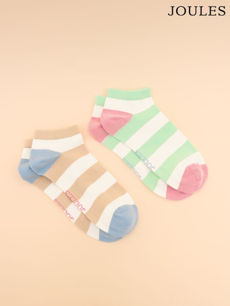 Joules Rilla Cream/Blue Pack of Two Trainer Socks (E01474) | €9.95