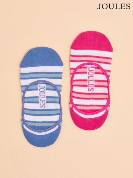 Joules Bessie Pink/Blue Pack of Two Invisible Socks (E01475) | R$ 80