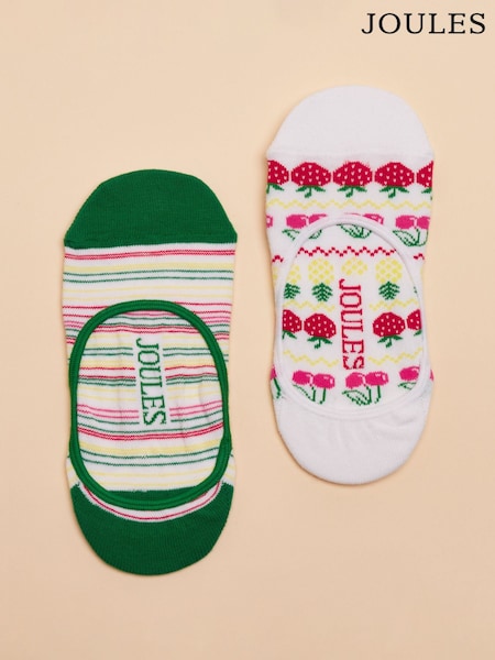 Joules Bessie White Ground Pack of Two Invisible Socks (E01476) | €9.95