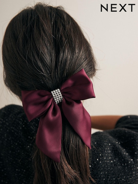 Бургундский - Diamante Bow Scrunchie (E01517) | €9