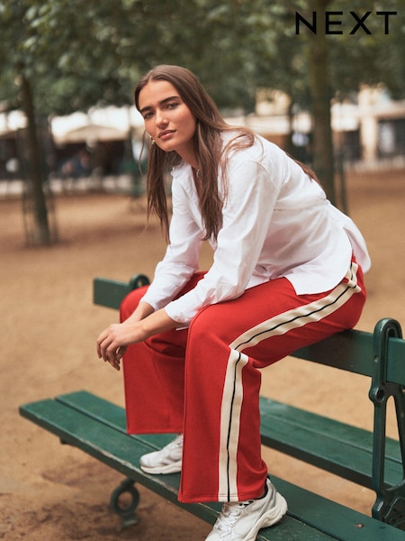 Red Wide Leg Side Stripe Track Trouser Joggers (E01521) | €20