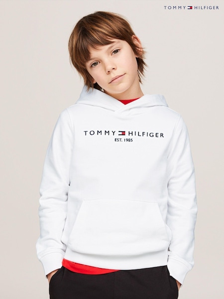 Tommy Hilfiger White Essential Logo Embroidery Hoodie (E01522) | €30 - €36