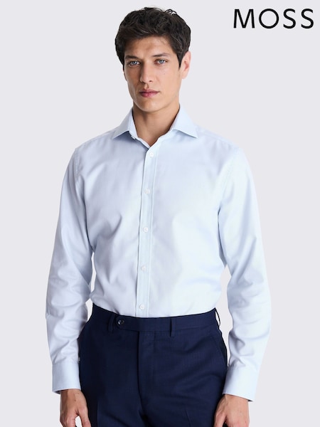 MOSS Sky Blue Single Cuff Dobby 100% Cotton Shirt (E01547) | €33
