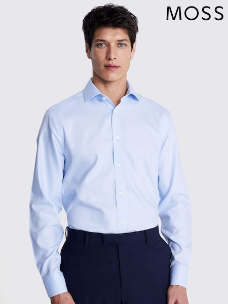MOSS Sky Blue Tailored Fit Sky Blue Oxford Non Iron 100% Cotton Shirt (E01559) | €71