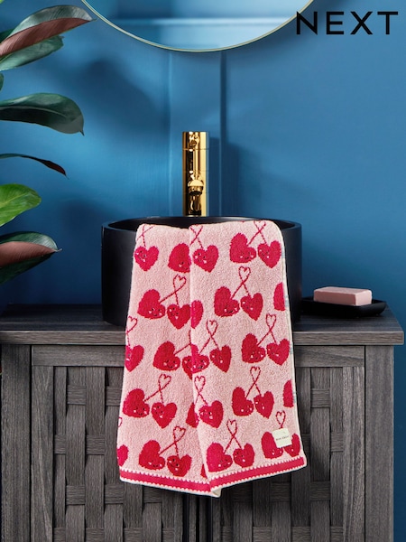 Pink Cherry Heart 100% Cotton Towel (E01564) | $15 - $33