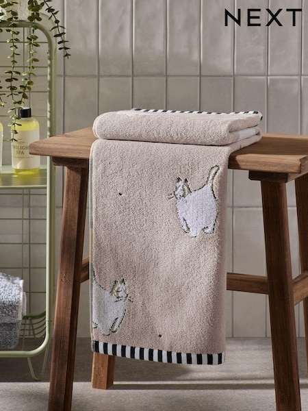 Natural Chester Cat 100% Cotton Towel (E01571) | $15