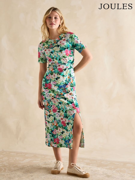 Joules Annabelle Green Floral Twist Jersey T-Shirt Dress (E01597) | 4,146 UAH